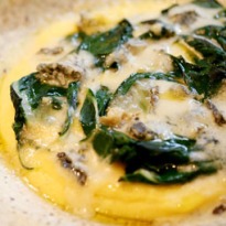 Angela Hartnett's chard with polenta and blue cheese recipe
