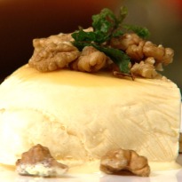 Honey Cream with Roasted Walnuts and Mint Leaves