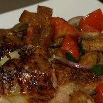Roast Chicken, Potato Mash and Black Tomato Salad Roast Chicken, Potato Mash and Black Tomato Salad