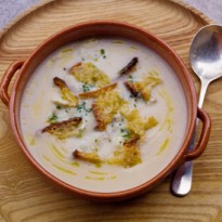 Angela Hartnett's onion soup with haddock recipe