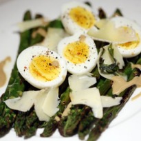 Angela Hartnett's char-grilled asparagus with soft boiled egg - recipe 