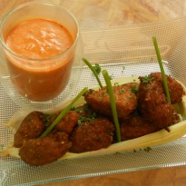 Corn Fritters with Roasted Bell Pepper Sauce