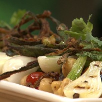 Minted Chickpeas and Crispy Okra Recipe