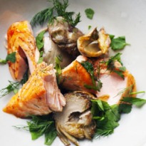 Nigel Slater's salmon with artichokes recipe