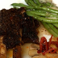Pork Ribs with Asparagus and Lemony Milk Mushrooms