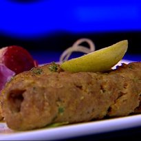 Seekh Kebab with Seb Pyaaz ki Chaat