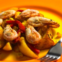 Spiced Prawns with Potatoes  