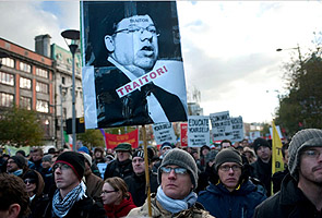 Demonstrators in Ireland protest austerity plan