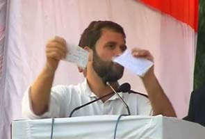 In dramatic flourish, Rahul rips up paper at rally