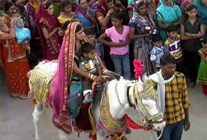 A bride who rode up to the groom's house