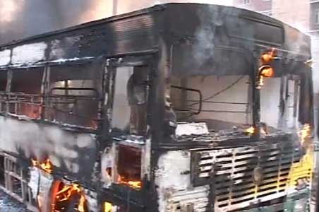 A Delhi Transport Corporation (DTC) bus caught fire in the national capital 