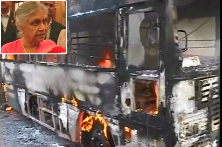 Tata bus on fire