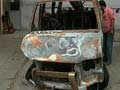 After collision with speeding BMW, this car blew up