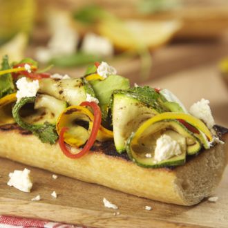 Grilled Vegetables with Feta Bruschetta