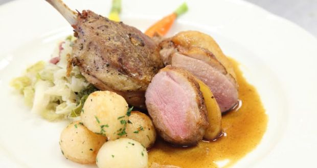 Recipe of Caramelised Duck With Fig Chilli Chutney And Champ Potatoes