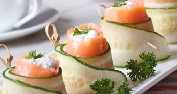 Drunken Salmon Cucumber Rolls