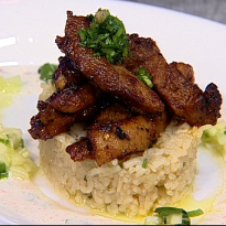 Seared Duck Breast On A Tower Of Aromatic Herbed Rice