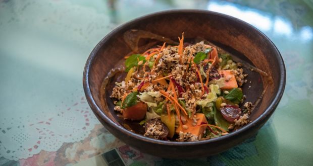 Grilled Peach and Papaya Salad with Amaranth Granola