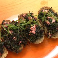 Fenugreek and Lal Maat Crostini