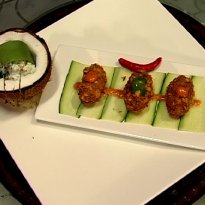 Nariyal and Soya Paneer Vada, Thayir Sadam and Tomato Chutney