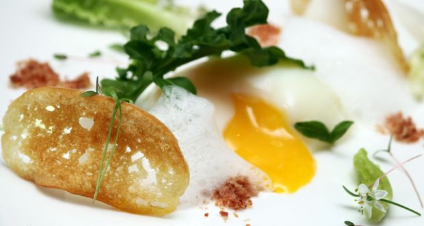 Slow Poached Egg with Bacon Dust & Parmesan Foam