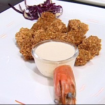 Prawn Popcorn with Pickle Cream