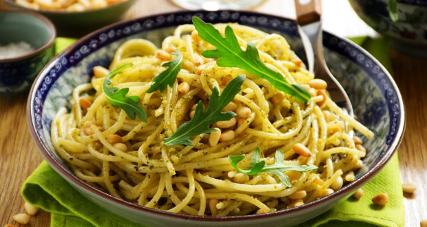 Spaghetti in Pesto Sauce Recipe - NDTV Food