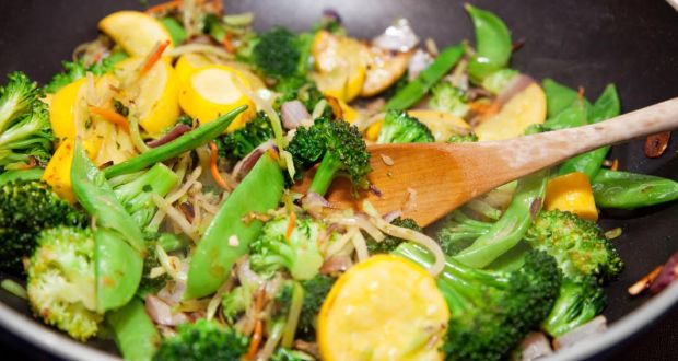 Stir Fried Greens With Coconut Dip