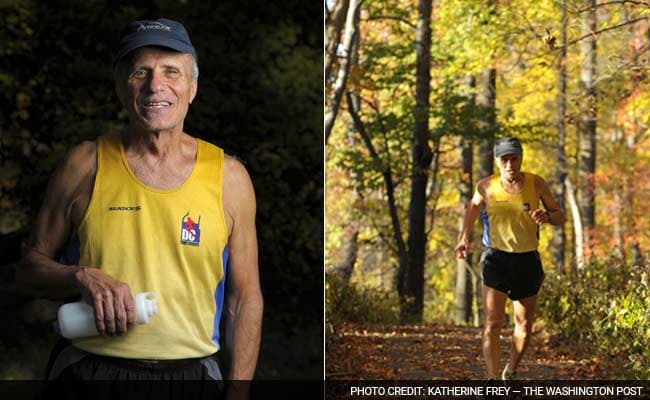 Gregory Chaconas, 70, just notched his 27th Marine Corps Marathon, which he finished in 4:32:23, eighth in his category. Part of his success stems from knowing how to recover. (Photo by: KATHERINE FREY - THE WASHINGTON POST)