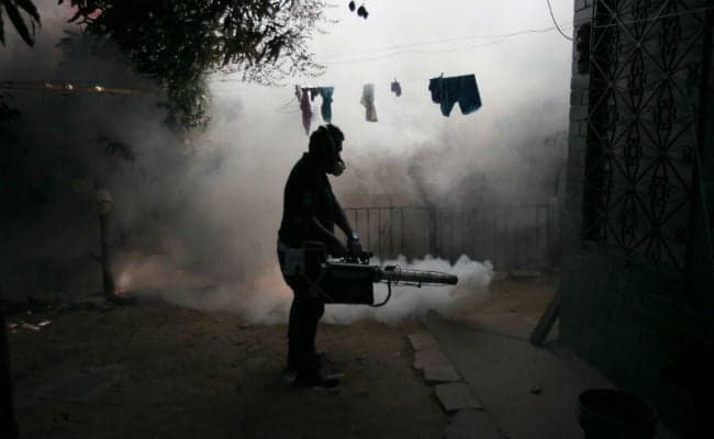 A health worker fumigates the Altos del Cerro neighbourhood as part of preventive measures against the Zika virus and other mosquito-borne diseases in Soyapango, El Salvador on January 21, 2016. (Reuters)