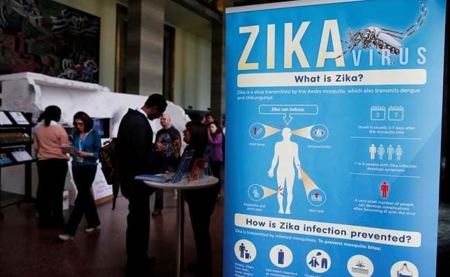 Material to prevent Zika infection by mosquitoes are displayed at the 68th World Health Assembly