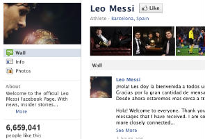 Messi Facebook page draws over 6 million