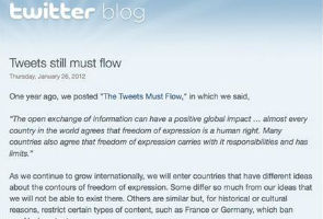 Twitter may censor tweets in individual countries