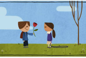Google doodle celebrates Valentine's Day