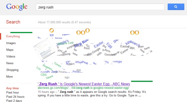 Zerg Rush' easter egg eats your Google search results